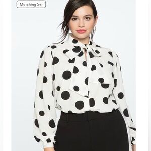 ELOQUII TIE NECK BLOUSE